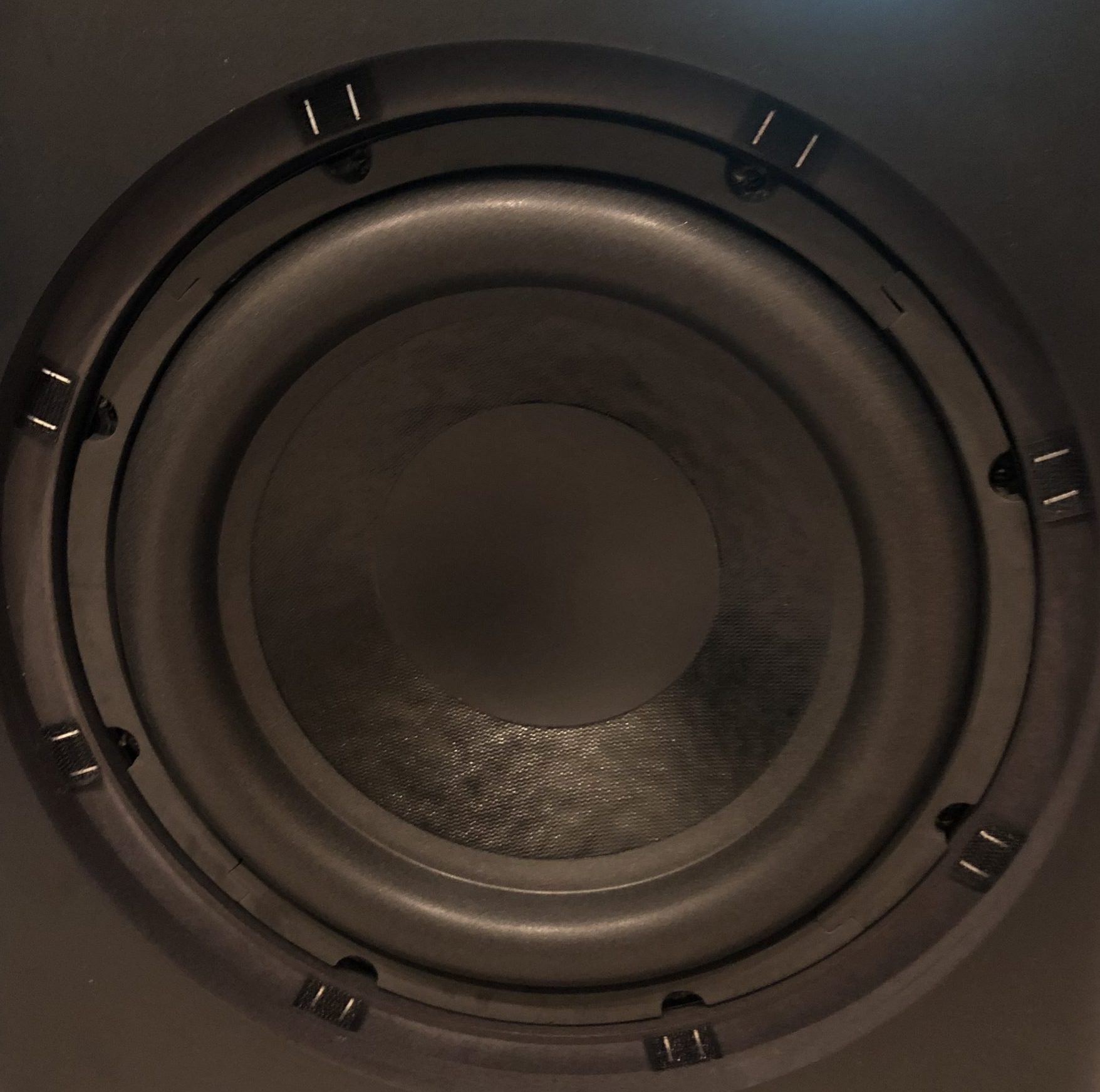 Dayton Audio Sub 1200 woofer cone up close