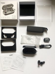 Tozo T10 wireless earbuds out of the box