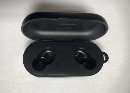 Tozo T10 wireless earbuds charging and carrying case open inside