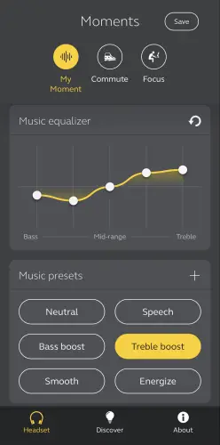 Jabra Elite 85t sound plus app preset treble emphasis eq