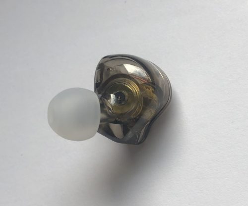 KZ EDX Pro earbud with a tip on