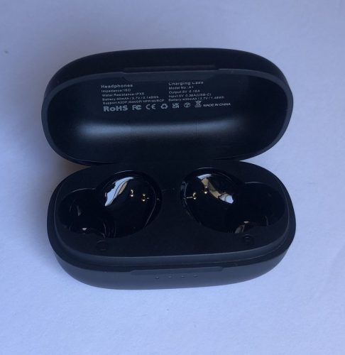 TOZO A1 Mini wireless earbuds charging and carrying case open and inside