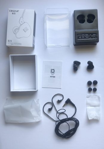 KBEAR KS1 earbuds contents out of the box