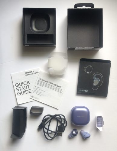 Samsung Galaxy Buds Pro earbuds contents out of the box