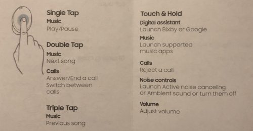 Samsung Galaxy Buds Pro earbuds touch controls