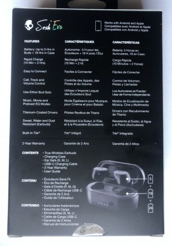 Skullcandy Sesh Evo back of box product information