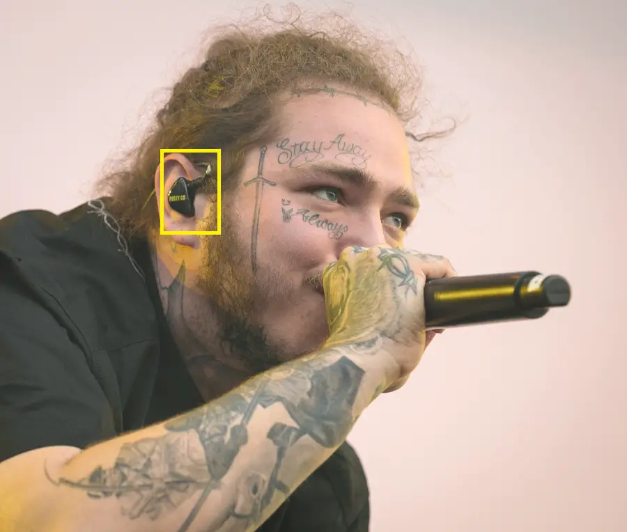 example of musician wearing earpiece while performing live