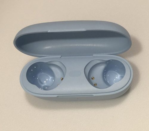 QCY T17 wireless earbuds charging and carrying case open inside