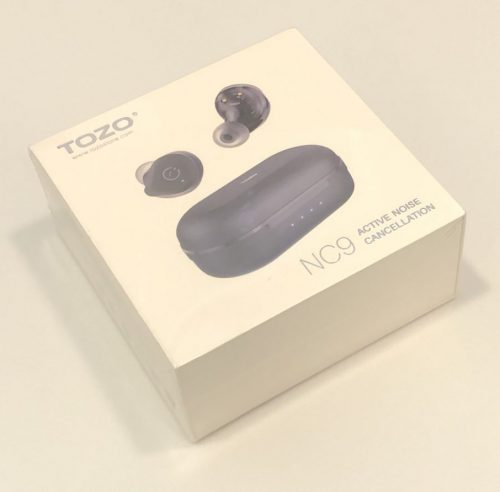 TOZO NC9 wireless earbuds box on arrival