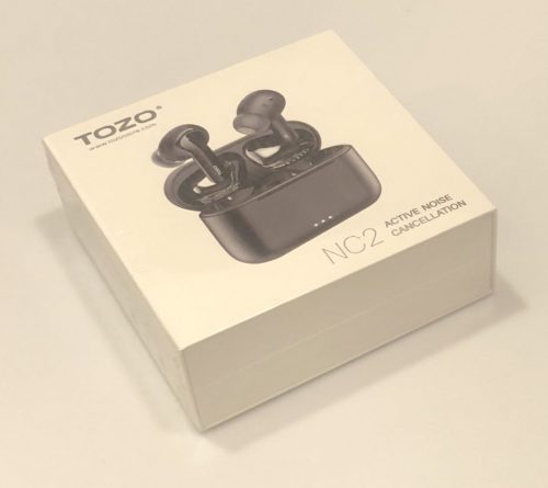 Tozo NC2 wireless earbuds box on arrival