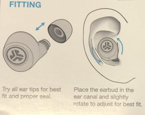 JLAB Go Air Pop earbud fit instructions from manual