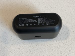 TOZO NC7 2022 charging and carrying case bottom and female charge port