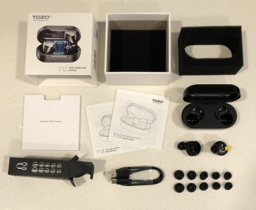 TOZO T12 2022 wireless earbuds included accessories