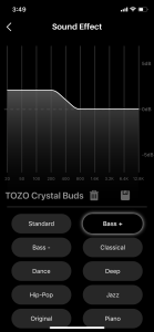 TOZO EQ app bass plus setting