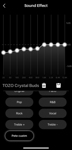 TOZO EQ app Pete Anthony custom setting