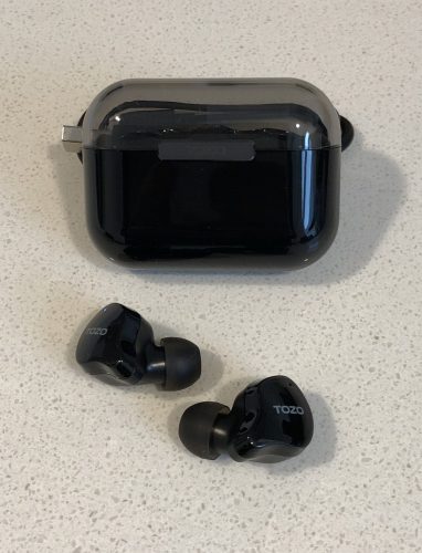 TOZO Crystal Buds case and earbuds