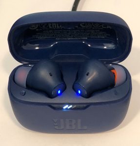 JBL Tune 230NC plugged in and charging up