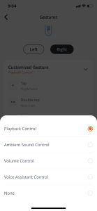 JBL Tune 230NC touch control customizer in the app