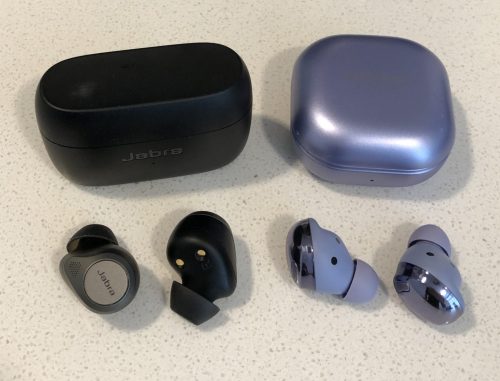 Jabra Elite 85t vs Samsung Galaxy Buds Pro case and earbuds compared