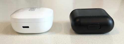 QCY T13 vs TOZO T6 charging and carrying case side