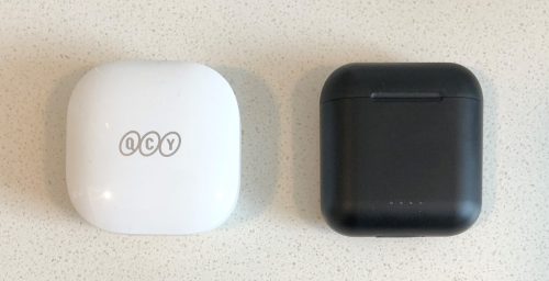 QCY T13 vs TOZO T6 charging and carrying case case top