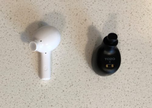 Soundcore Life P2i vs TOZO T6 earbud front