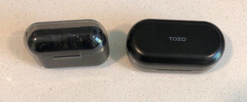TOZO crystal buds vs T12 charging and carrying case case top