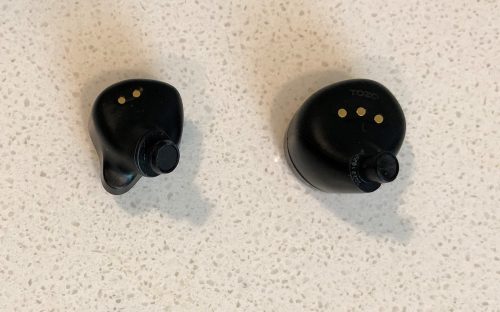 TOZO crystal buds vs T12 earbud front