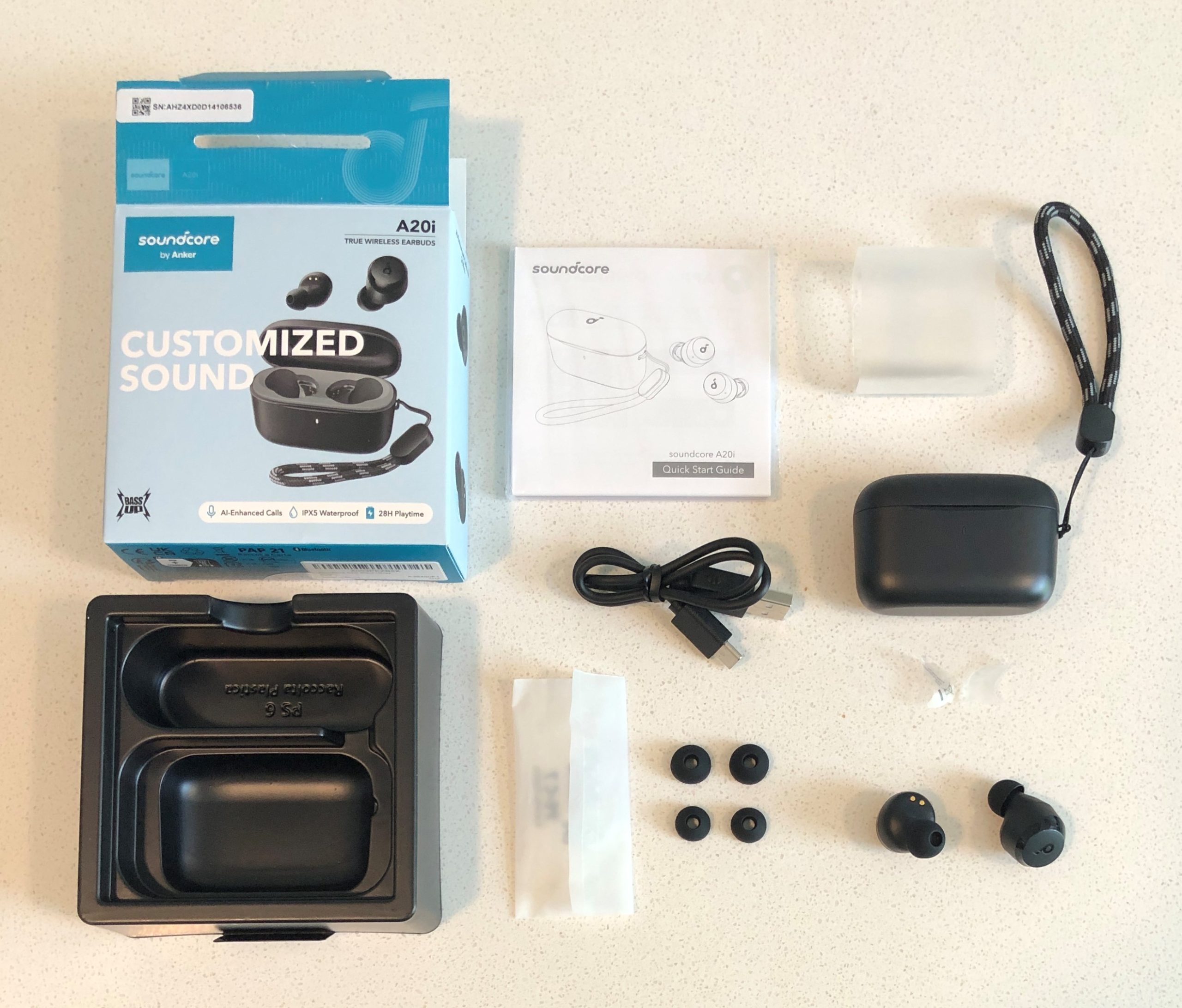 Soundcore A20i unboxed accessories