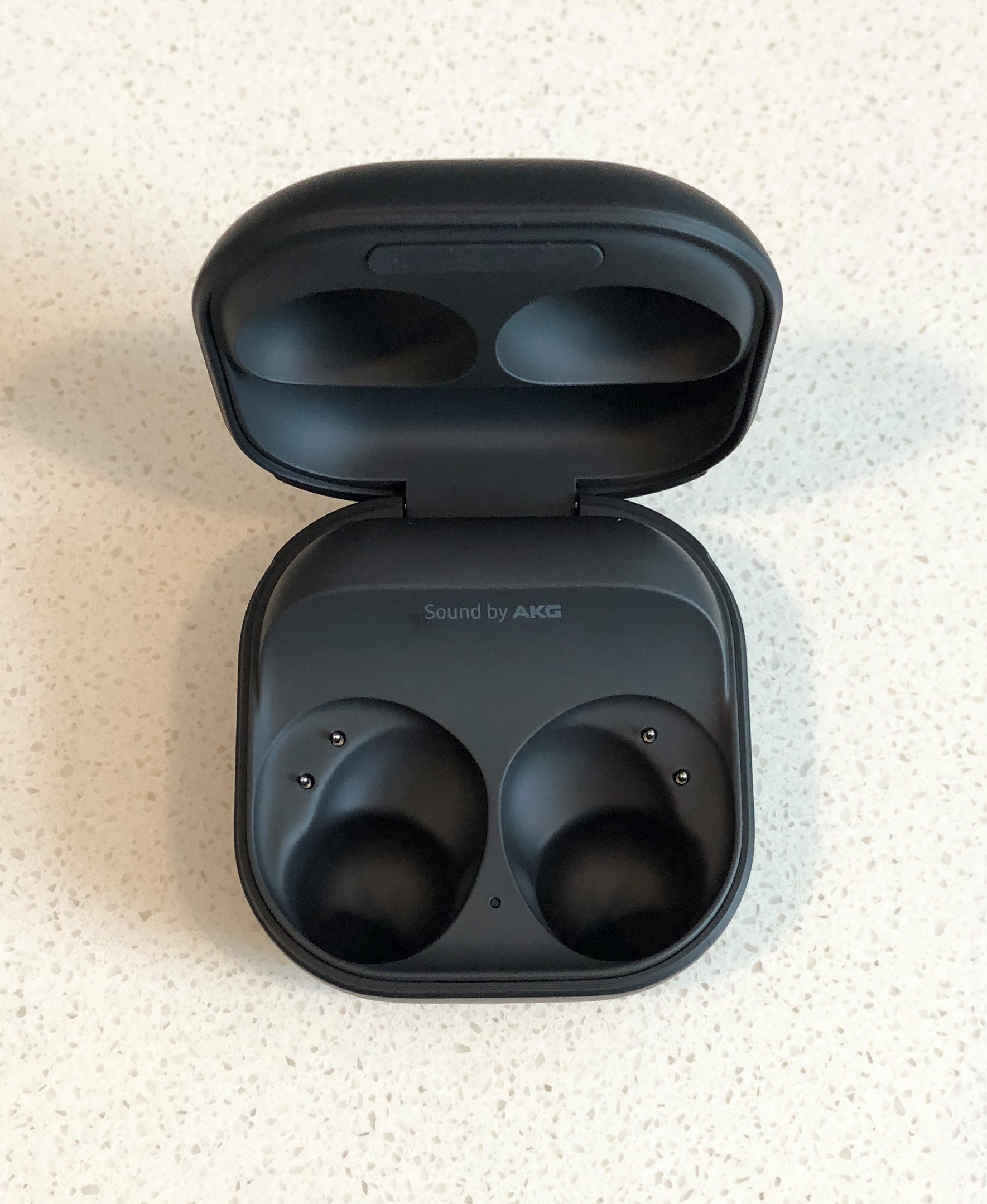 Samsung Galaxy Buds2 Pro charging and carrying case inside