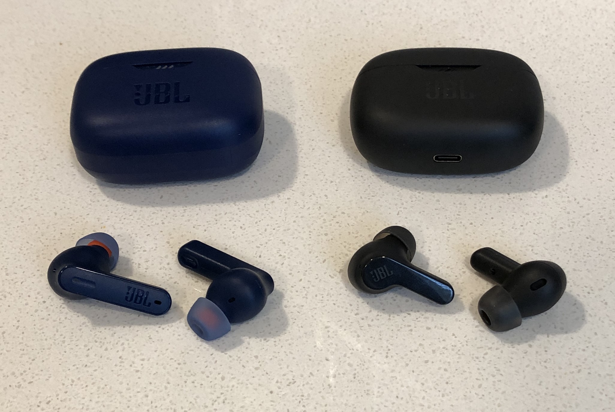 JBL Tune 230NC vs Vibe Beam earbuds and case