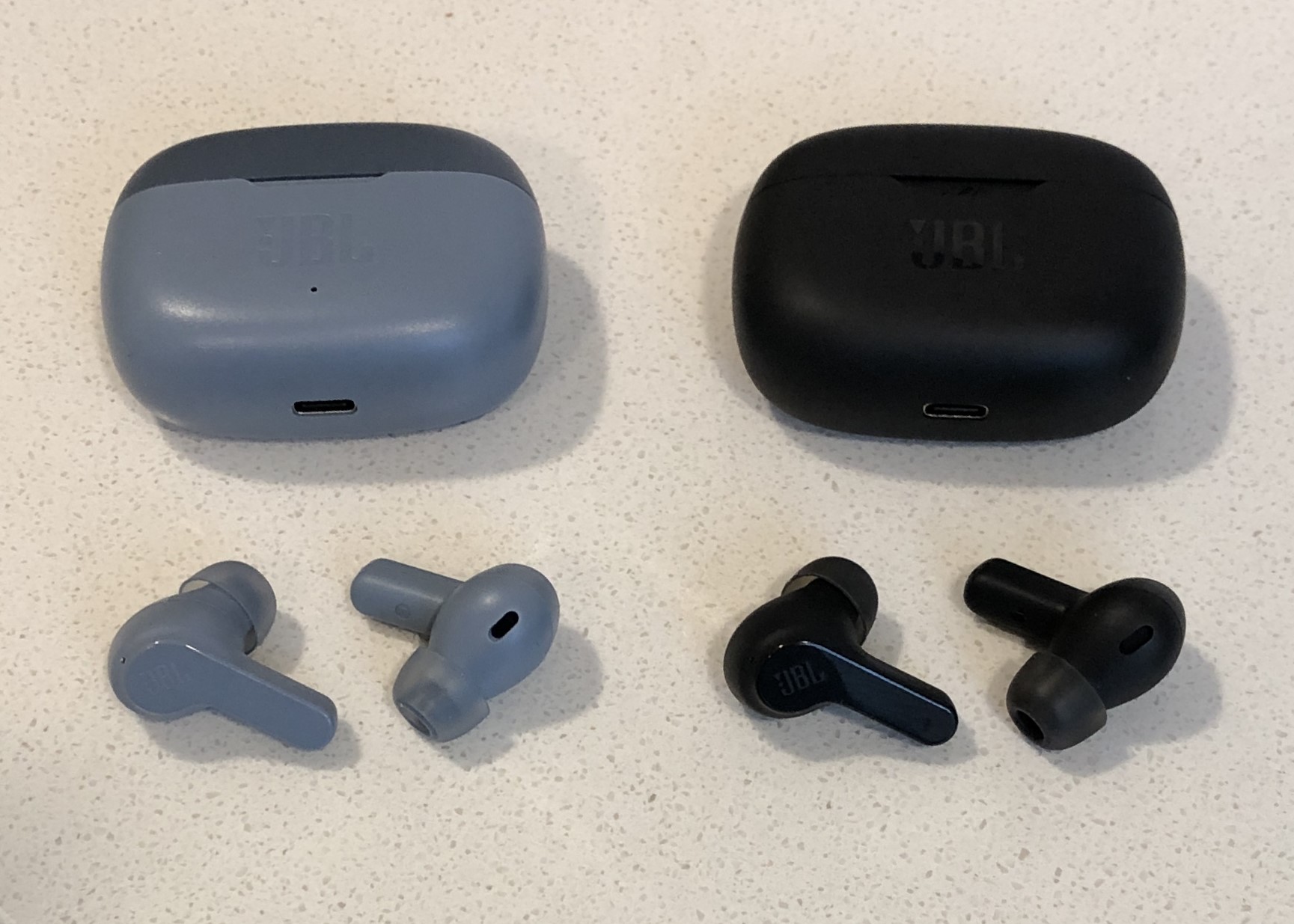 JBL Vibe 200TWS vs Vibe Beam wireless earbuds and charging case