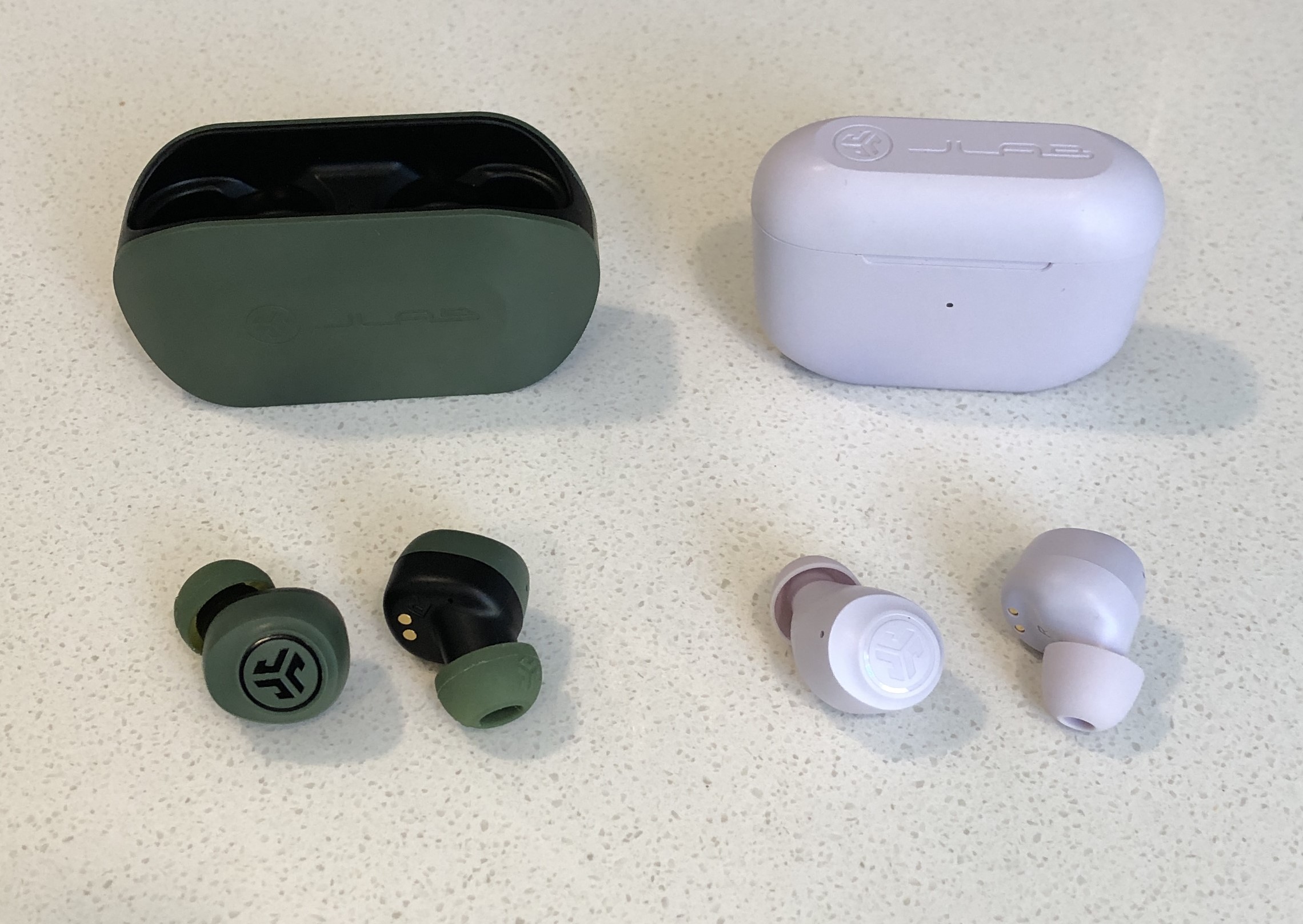 JLab GO Air vs GO Air Pop earbuds and charging case